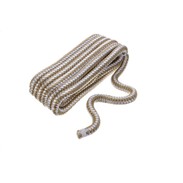 SEACHOICE Double-Braid 1/2 x 15' Nylon Dock Line, Gold/White