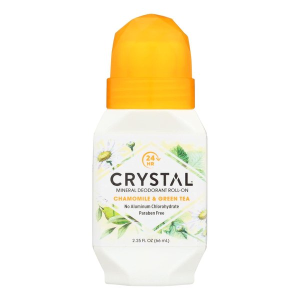 Crystal Essence Mineral Deodorant, Roll-On Chamomile and Green Tea, 2.25 Fl Oz (Pack of 1) (31661)