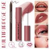 HOSAILY Butter Gloss Moisturizing High Shine Fresh Lightweight Glossy Lip Combo Plumping Lip Gloss for Women Long Wear Lip Glow Oil with Brown Lip Liner Set Non-Sticky Liquid Lipstick Makeup#12