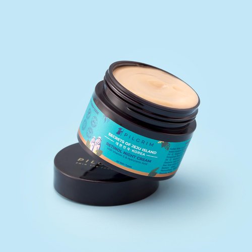 Pilgrim Retinol Night Cream with Hyaluronic Acid & Vitamin C | Cream for oily & dry skin | For Men & Women | Korean Skin Care | 50gm