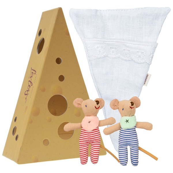 LEVLOVS Christmas Mouse in a Matchbox Mice in Matchbox Linen Doll Swedish Mouse Doll Toy Baby Registry Gift Twins Mouse in cheesebox