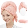 Luckzong Microfiber Hair Towel Wrap for Women/Men,Hair Wrap Towels for Curly Hair,Hair Turban Towel with Elastic Band,Head Towel for Wet/Long/Thick Hair,Hair Plopping Towel Curly (Pink)