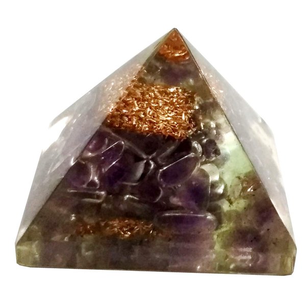 Purpledip Amethyst Orgone Pyramid: Good Luck Healing Charm, Divine Spiritual Crystal Stone (11680)