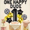 One Happy Dude Letter Balloons Birthday Banner 40 inch 1st Birthday Decorations 18 inch Balloons for Baby Boy Kids One Birthday Decorations 1 Year Old First Birthday Party Supplies Decor