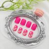 Short Press on Nails Square Fake Nails with White Flower Designs Acrylic Nails Press ons Glossy Glue on Nails Rose Pink Full Cover Stick on Nails for Women 24Pcs