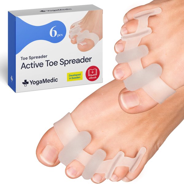 Toe Spacers Toe Separators for Overlapping Toes 6 Pcs- Improved Silicone Bunion - 0% BPA, One-Size for Women & Men YogaMedic®