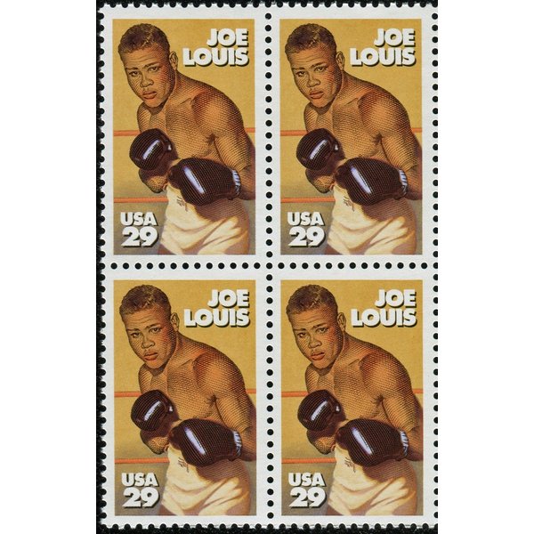 JOE LOUIS ~ BLACK HERITAGE ~ BOXER ~ BROWN BOMBER ~ BLACK HISTORY #2766 Block of 4 x 29¢ US Postage Stamps