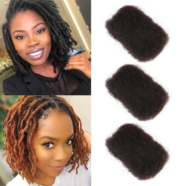 DÉBUT Afro Kinky Bulk 100% Human Hair 3 Packs 150g Tight Afro Kinky Curly Bulk Bundles Hair for Making/Repair Locs, Kinky Twists, Dreadlocks Braiding Hair Extensions (Natural Color, 10" 10" 10")