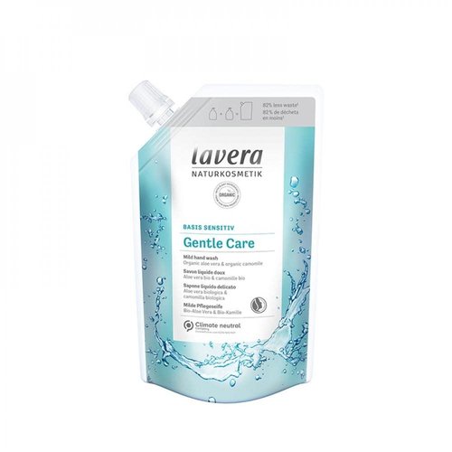 lavera Refill Pouch basis sensitiv Gentle Care Hand Wash • Organic Aloe Vera & Organic Chamomile • Mild Cleansing • Vegan • Skin-Neutral pH • 500