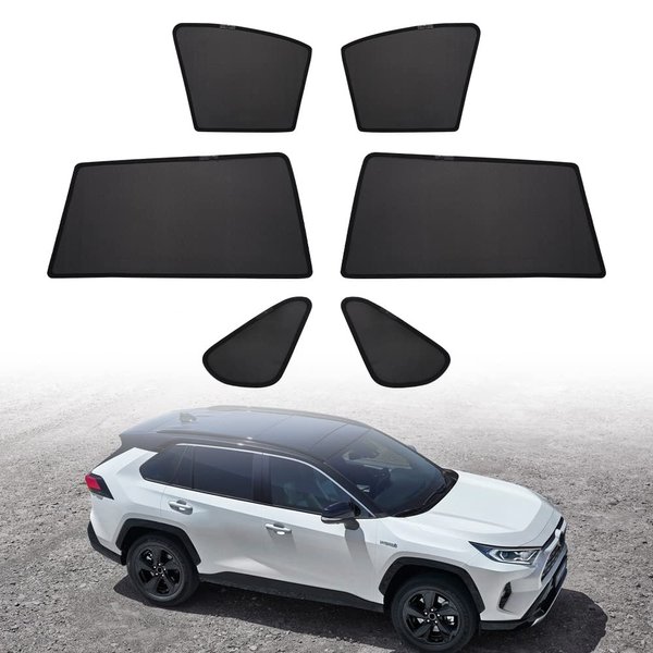 Powerty Compatible with Window Shade Toyota RAV4 2019-2023 Accessories Magnet Custom Side Window Sunshades UV Rays Protection 6PCS