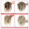 KETHBE Messy Bun Hair Piece,Synthetic Tousled updo Hair Buns Hair Piece Short Ponytail Faux Hair Scrunchie with Elastic Rubber Band Hair Bun Pieces for Women (Light Golden Brown Mix Bleach Blonde)