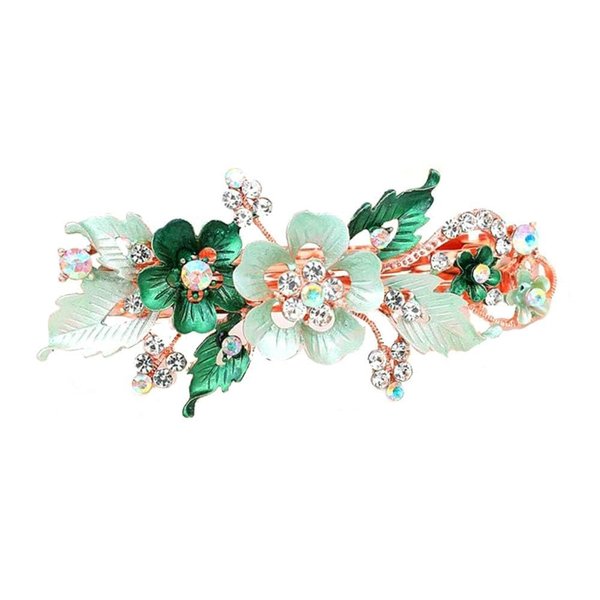Green Flower Hair Clips Women Rhinestone Flower Butterfly Hairpin Hair Clip Barrette Ponytail Holder Glitter Crystal Elegant Gifts Hair Accessories for Beauty and Personal Care