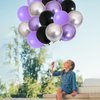 Purple and Black Balloons, 60 Pcs Purple Balloons Set with Metallic Purple Metallic Silver Balloons, 12 Inch Deep Purple Dark Purple Black Balloons Globos Morados for Kids Birthday Party Decorations