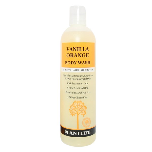 Plantlife Vanilla Orange Body Wash - GMO and Gluten Free Gentle and Moisturizing Body Wash That Contains Only Ingredients Straight from Nature - Made in the USA 14 oz