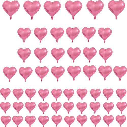 56Pcs Heart Balloon 6Pcs 18inch 20Pcs 10inch 30Pcs 5inch Pink Heart Foil Balloon for Wedding Bridal Shower Anniversary Valentines Day Engagement Marriage Graduation Party Decorations Supplies