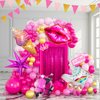 Hot Pink and gold Balloon garland arch kit 140Pcs Hot magenta pink with Chrome Gold Balloons & Lip Starburst Roller mylar balloons for girl’s Birthday party Mother's Day decorations