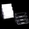 FTOF 3 Pockets Acrylic Business Card Holder Stand Clear Desktop Countertop Office Business Organizer Acrylic Index Card Filling Display for Desk 2 pcs (3 pocket)