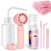 Buqikma Lash Cleaning Kit-Eyelash Extension Cleanser for Extensions 60ML Lash Shampoo with Rechargeable Handheld Lash Fan Dryer Mascara Brush Rinse Bottle Makeup Cleansing Foam for Lash Care