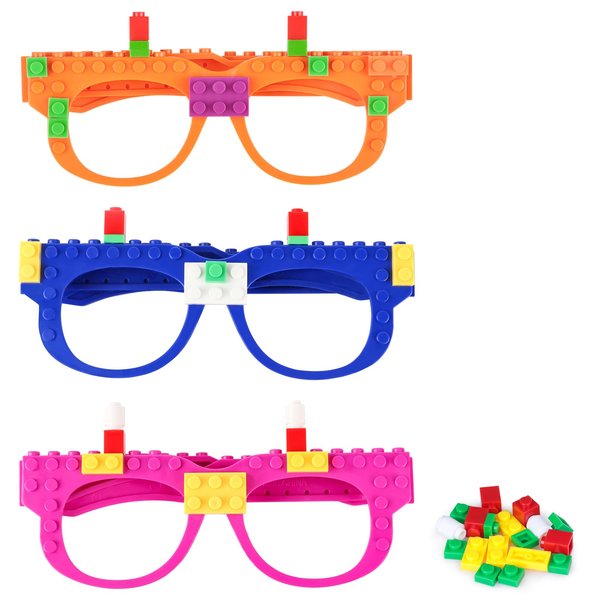 Hooqict 9 Pcs DIY Building Blocks Glasses Building Bricks Party Supplies for Kids Creative Building Block Birthday Party Favors, Carnival Party Glasses Decorations