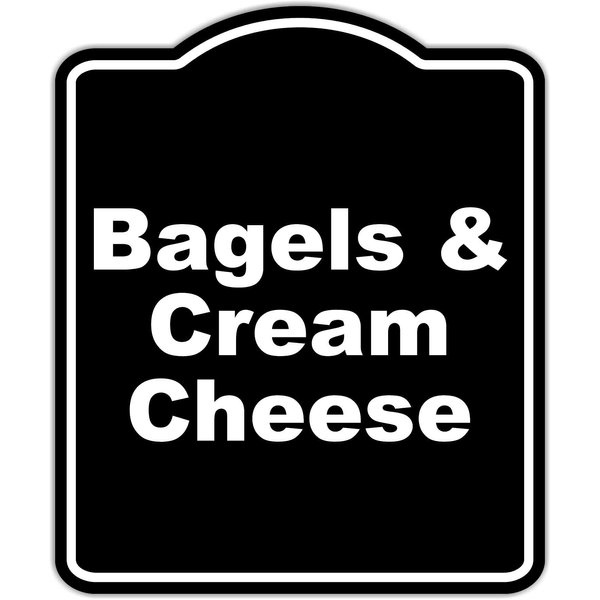 Bagels & Cream Cheese BLACK Minimalist Aluminum Composite Sign 20 x 24 inches