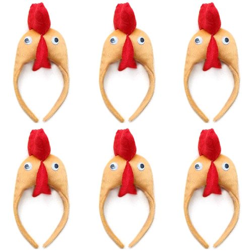 TopTie 6 PCS Rooster Animals Ears Headband, Halloween Decorations for Adult & Kid, Thanksgiving Day Costume Hair Hoop Party Favors