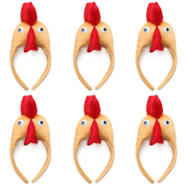 TopTie 6 PCS Rooster Animals Ears Headband, Halloween Decorations for Adult & Kid, Thanksgiving Day Costume Hair Hoop Party Favors
