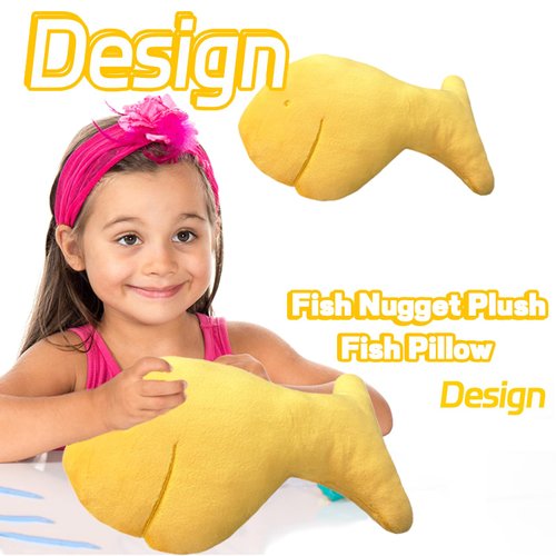 Isaacalyx Fish Chicken Nugget Plush, 13 inch Gold Soft Fish Chicken Nuggets Pillow for Birthday Gifts, Theme Party Decorations (Fish)