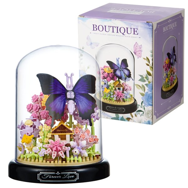 Aigidusansu Flower Bouquet and Insect Building Kit, Flowers Botanical Mini Building Blocks Set Toy for Adults, Christmas Birthday Gift for Her Mom Wife Girlfriend