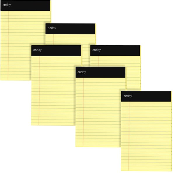 Emraw Jr. Legal pad, legal/wide Ruled Writing Pad. Perforated Edge. 5" X 8" Canary Yellow, Universal, Junior Size 50 sheets per Pad (Pack of 6)