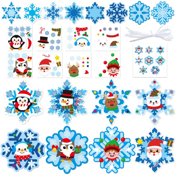 BeYumi Christmas Snowflake Craft Kit - 123Pcs Winter Snowflake Craft Kit DIY Hanging Ornament Make Your Own Snowflake Decoration Set Xmas Holiday Party Favor Tree Home Classroom Art Supplies for Kids