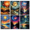MISCER 6 Pack Paint by Numbers Kit for Adults Beginner,Starry Sky Paint by Number Kits, DIY Acrylic Oil Painting Suitable for Home Decoration (8 * 12 Inch)