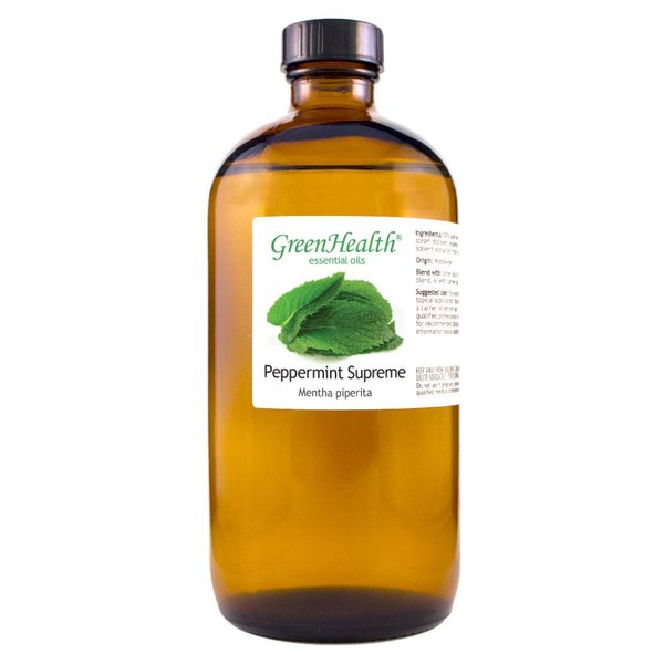 Peppermint Essential Oil (Mentha Piperita) - 16 fl oz (473 ml) Amber Glass Bottle - 100% Pure Essential Oil - GreenHealth