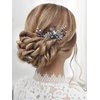 Latious Bride Wedding Crystal Hair Comb Silver Leaf Bridal Hair Clip Blue Pearl Hair Piece Rhinestones Hair Accessories for Women and Girls