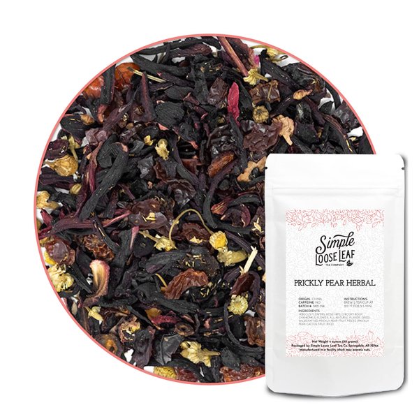 Simple Loose Leaf - Prickly Pear Herbal Tea - Premium Loose Leaf Herbal Tea - Caffeine Free - Sweet and Dry - USA Hand Packaged (4 Ounce)