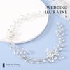 Latious Crystal Bride Wedding Hair Vine Silver Flower Bridal Headpiece Rhinestone Hair Accessories for Women and Girls(17.3 Inches)
