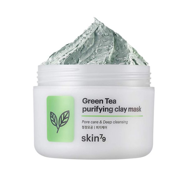 SKIN79 Green Tea Purifying Clay Mask, Pore Designing Minimizing Mask, Rose Waterful Sleeping Mask 3.38 fl.oz (100ml) - Made In Korea (Green Tea Purifying Clay Mask)