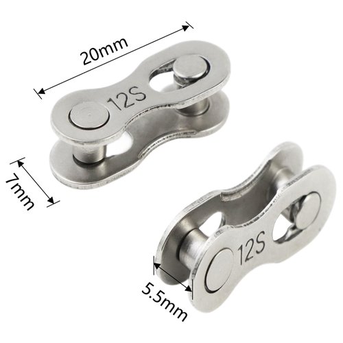 Hyamass 4 Pairs Bicycle Missing Link 12 Speed Chain Reusable Steel Bike Chain Link（Silver）