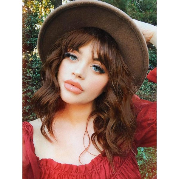 JOLNVCA Short Bob Wigs Curly Wig with Bangs for Women Girls Shoulder Length Wavy Wigs Heat Resistant Synthetic Colored Wig Daily Party Cosplay Wig 14 Inch T27/30#