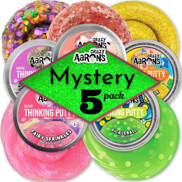 Mystery Aaron's Putty 5 Pack, Crazy Mini Putty Bundle Mini Tins, Mini Putty Gift Basket Bundle (.46oz Each)