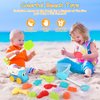 19 Pieces Beach Games for Children, with Bucket, Net Bag, Shovel, Sand Rake, Beach Sand Games, Sand Moulds for Children 1 2 3 4 Years Boys and Girls