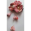 CRB Fashion Womens Kimono Traditional Tsumami Kanzashi Outfit Wedding Japanese Asian Yukata Hair Tie Flower Floral Fan Barrette Clip (Pink Multi Leaf)