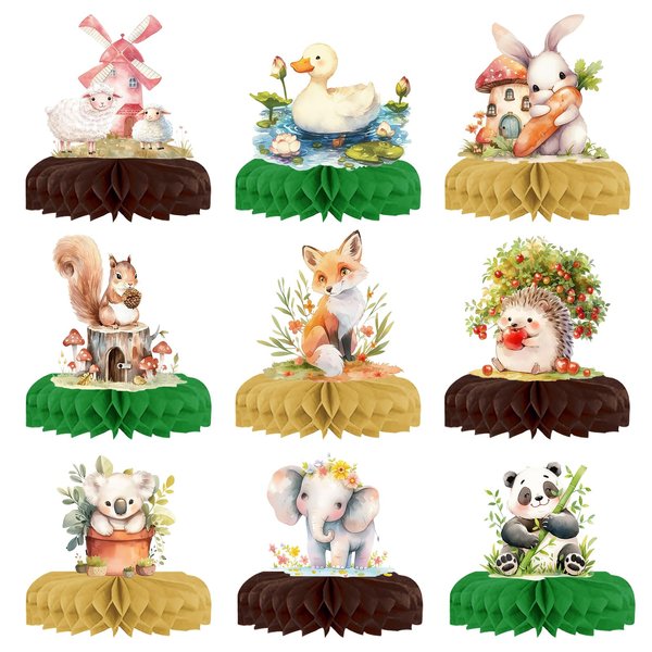 9 Pcs Safari Baby Shower Decorations Safari Centerpieces of Tables Jungle Theme Decorations Wild One Table Decor Honeycomb Woodland Baby Shower Birthday Party Table Decorations for Boys Girls
