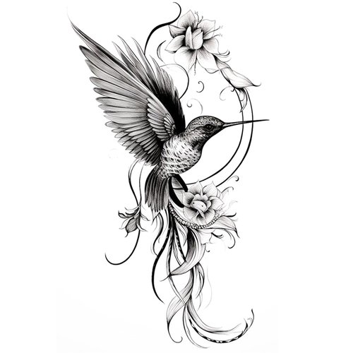 Dopetattoo 6 Pcs Hummingbird Flower Temporary Tattoos Hands Party Favors for Kids Fake Face Tattoos