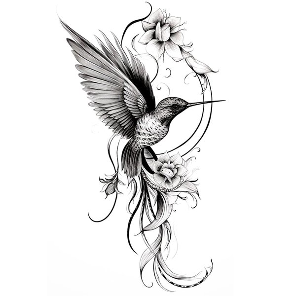 Dopetattoo 6 Pcs Hummingbird Flower Temporary Tattoos Hands Party Favors for Kids Fake Face Tattoos