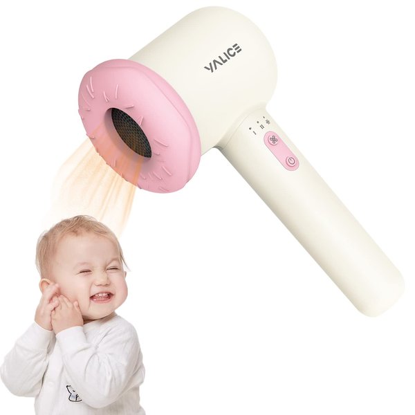 Cordless Hair Dryer for Baby, Mini Kids Hair Blow Dryer Rechargeable Low Noise Gentle Heat for Infant Butt Skin with 3 Speed Settings, 0-3 Years Using (Pink)