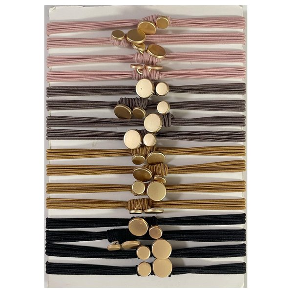 UDeBe 16PCS Thin Hair Ties, Boho Hair Ties Bracelets Ponytail Holders for Women, Cute Metal Beads Ties Decorative Hair Elastics