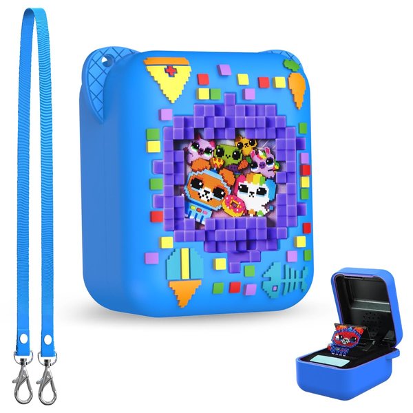 Bearddo Silicone Case for Bitzee Interactive Toy Digital Pet and Case, Protective Cover Skin Sleeve with Lanyard for Bitzee Virtual Electronic Pets Accessories Kids Boys Girls (Blue)
