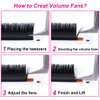 FADLASH Easy Fan Volume Lashes Multi Length Hybrid Volume Eyelash Extensions Black Self Fanning Lash Extensions Supplies (0.07-D, Camellia 10 11 12mm)