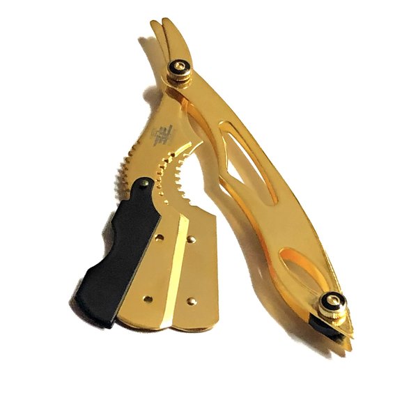 Double Edge Blade Straight Edge Razor in Gold Dipped - Quality Shaving Razor - All Purpose Shaver Cut Throat Blade