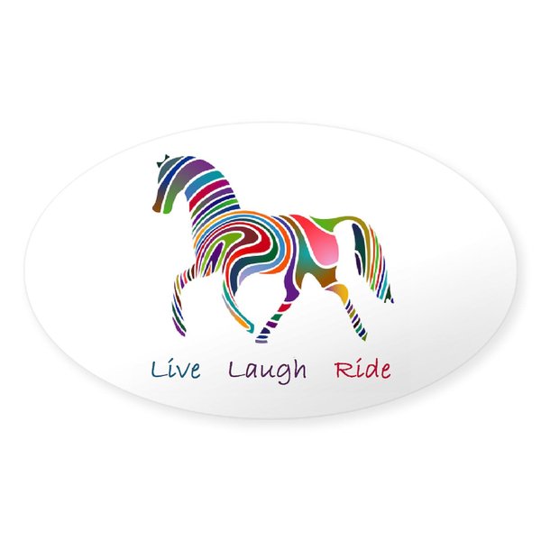 CafePress Rainbow Horse Gift Oval Car Bumper Sticker